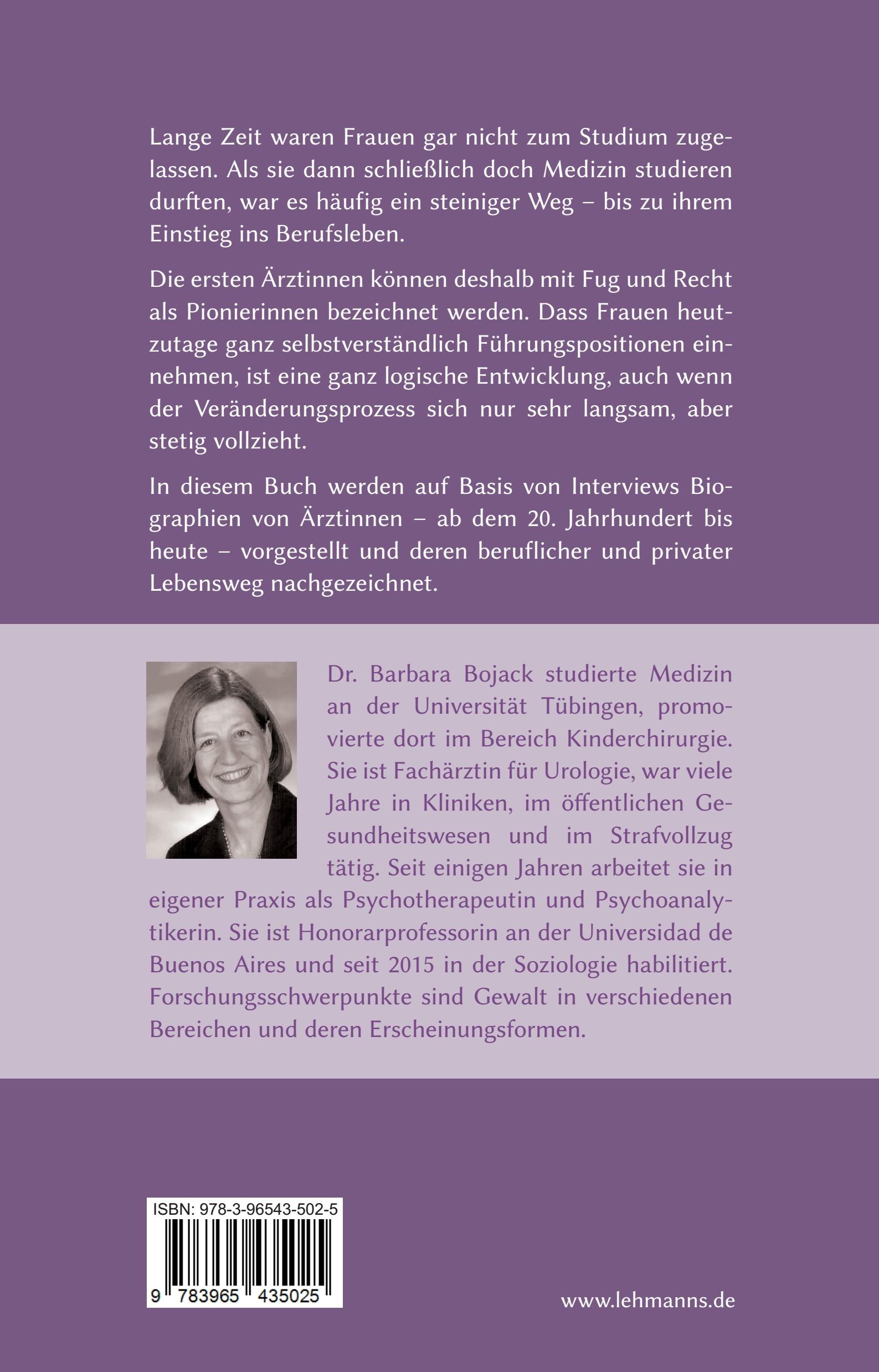 Rückseitencover Ärztinnenbuch - Pionierinnen der Medizin