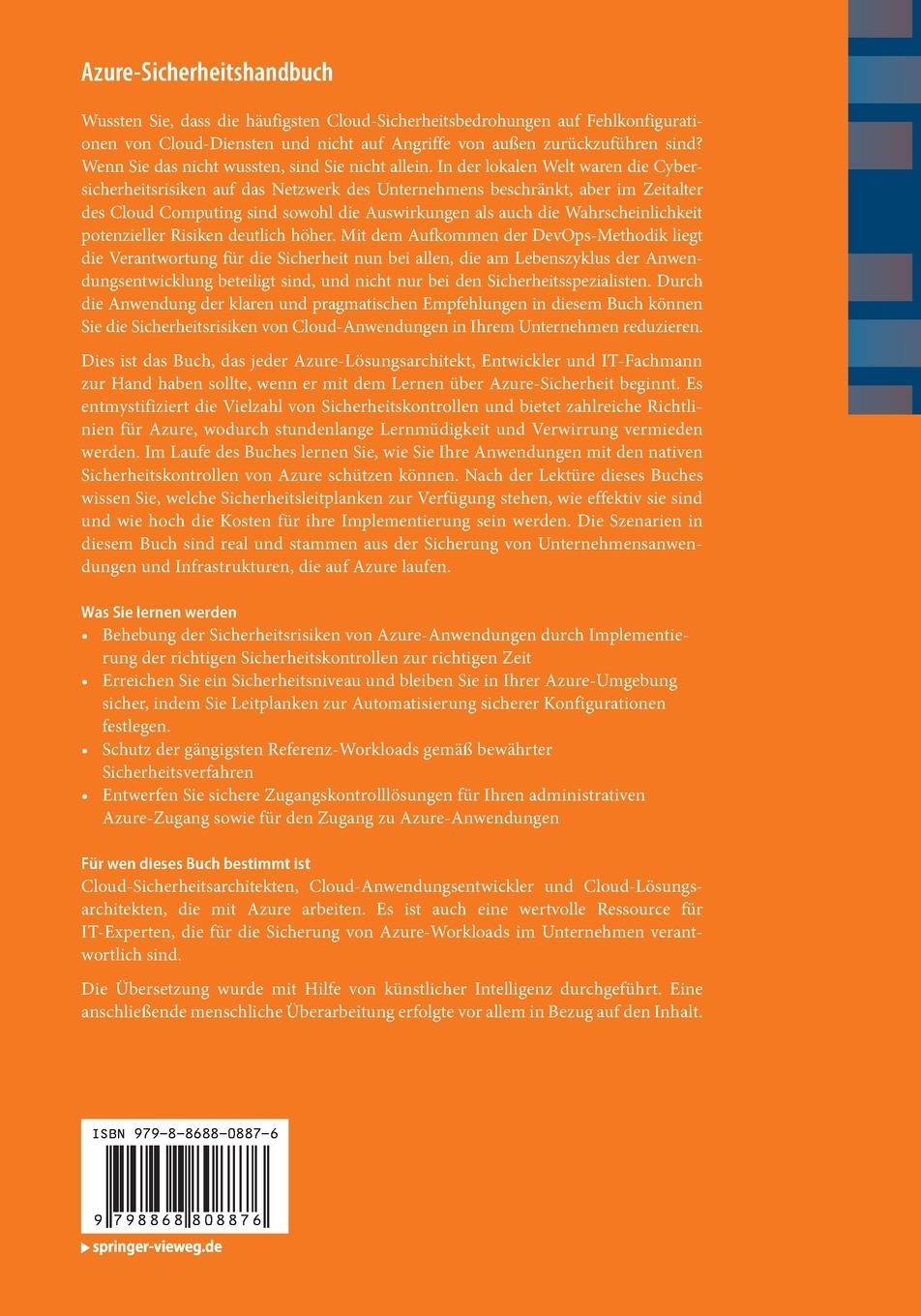 Rückseitencover Azure-Sicherheitshandbuch