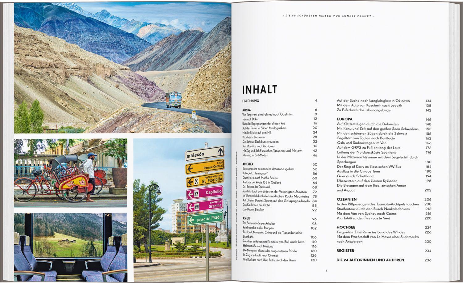 Beispielinhalt (Bild) LONELY PLANET Bildband Die 50 schönsten Reisen von Lonely Planet