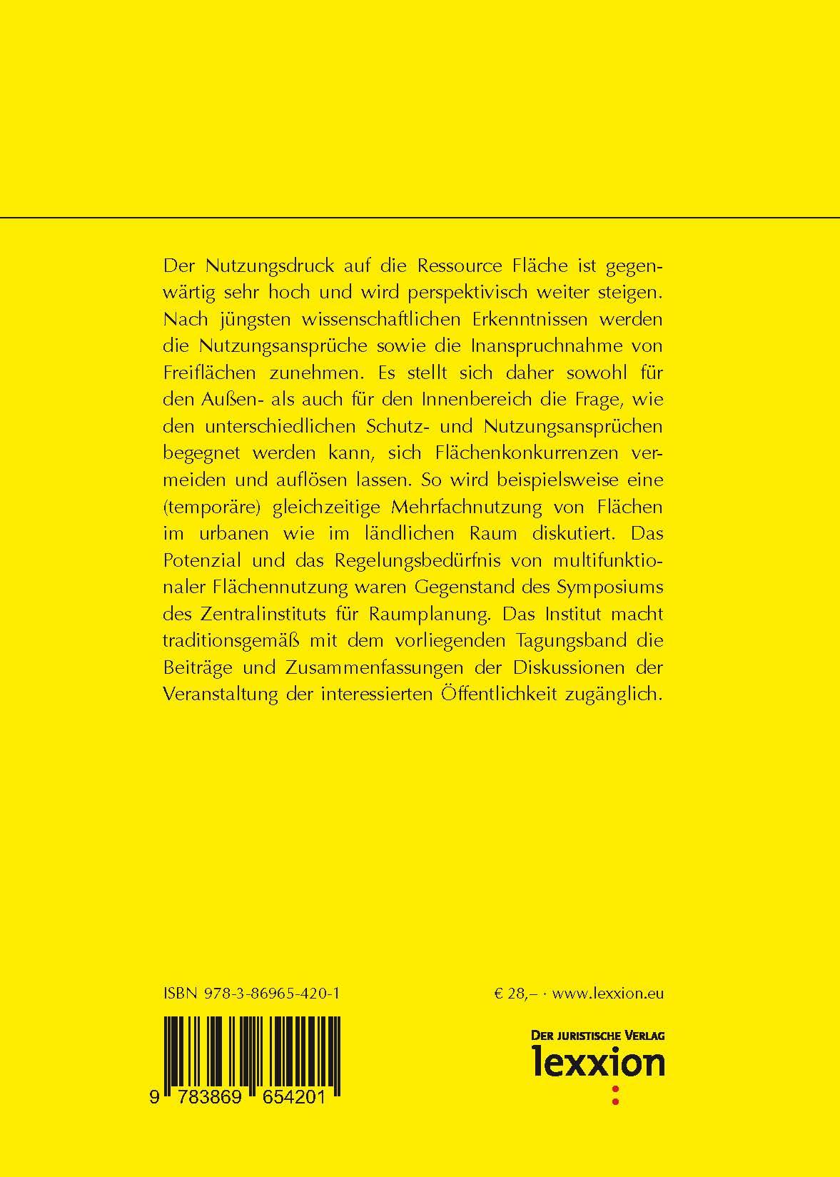 Rückseitencover Multifunktionalität von Flächen - Symposium des Zentralinstituts für Raumplanung an der Universität Münster am 6. November 2023
