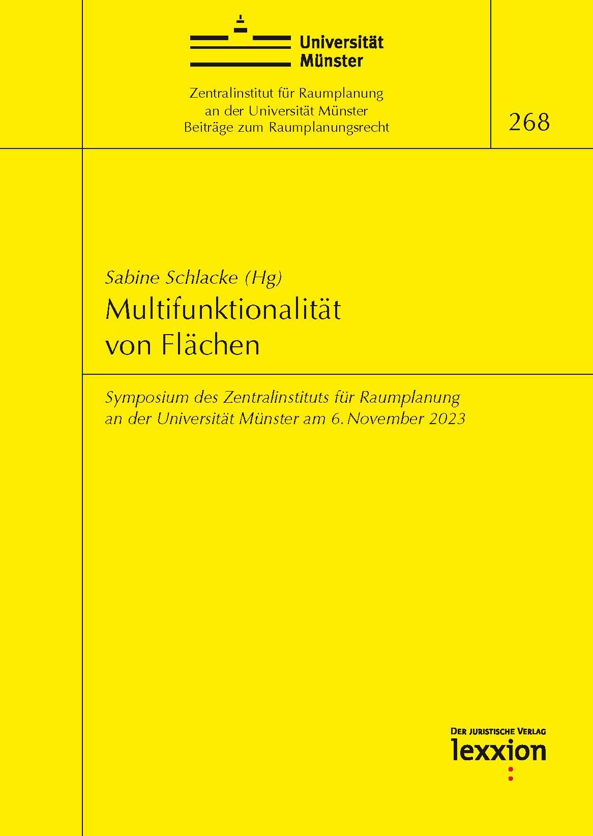Vorderes Coverbild Multifunktionalität von Flächen - Symposium des Zentralinstituts für Raumplanung an der Universität Münster am 6. November 2023
