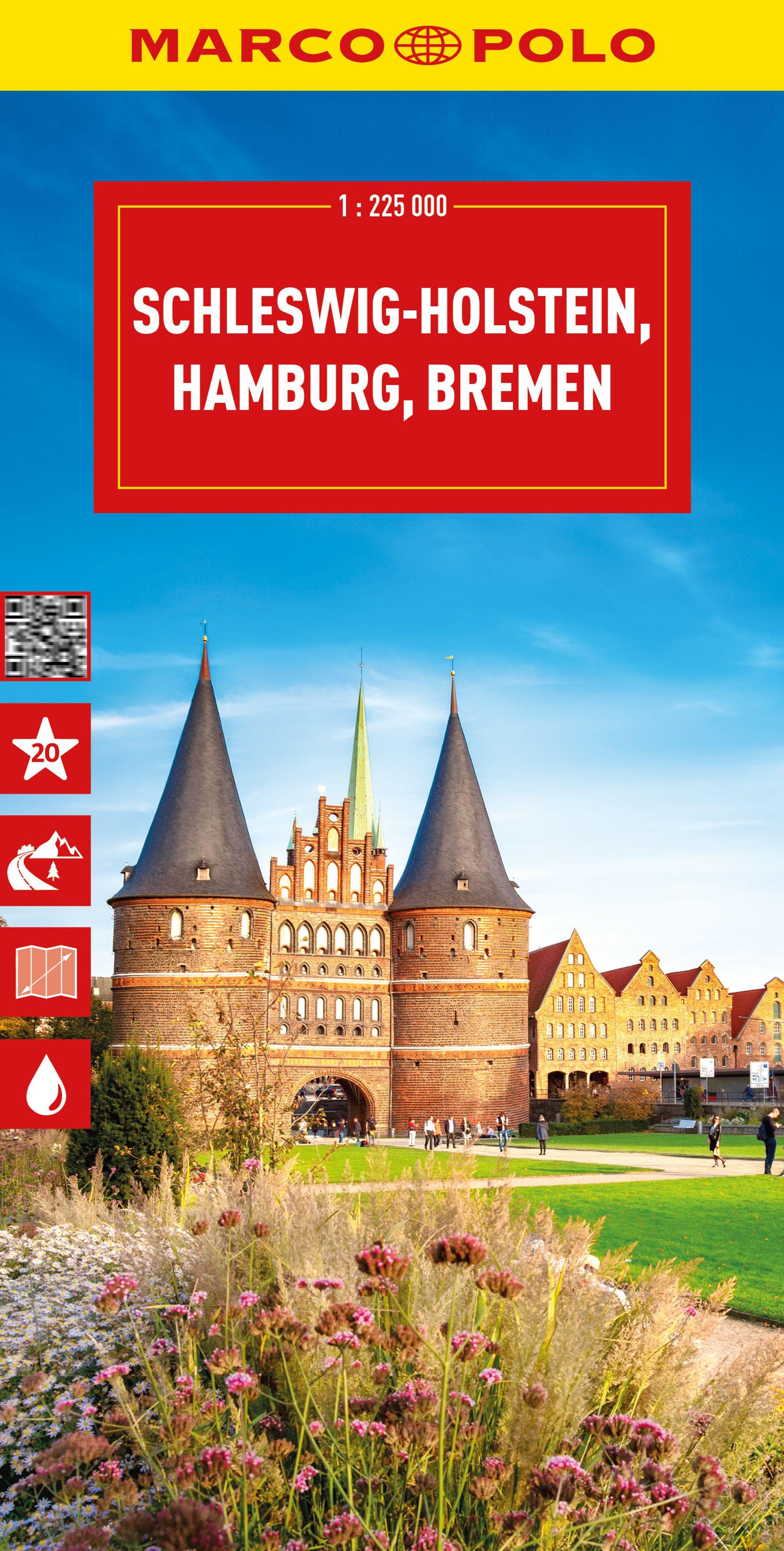 Vorderes Coverbild MARCO POLO Reisekarte Deutschland 01 Schleswig-Holstein 1:225.000