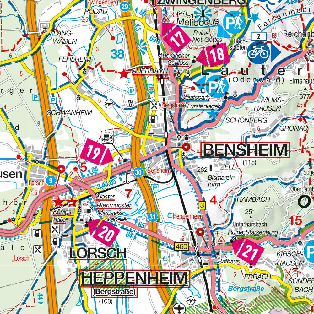 Beispielinhalt (Bild) MARCO POLO Freizeitkarte 32 Odenwald, Rhein 1:110.000