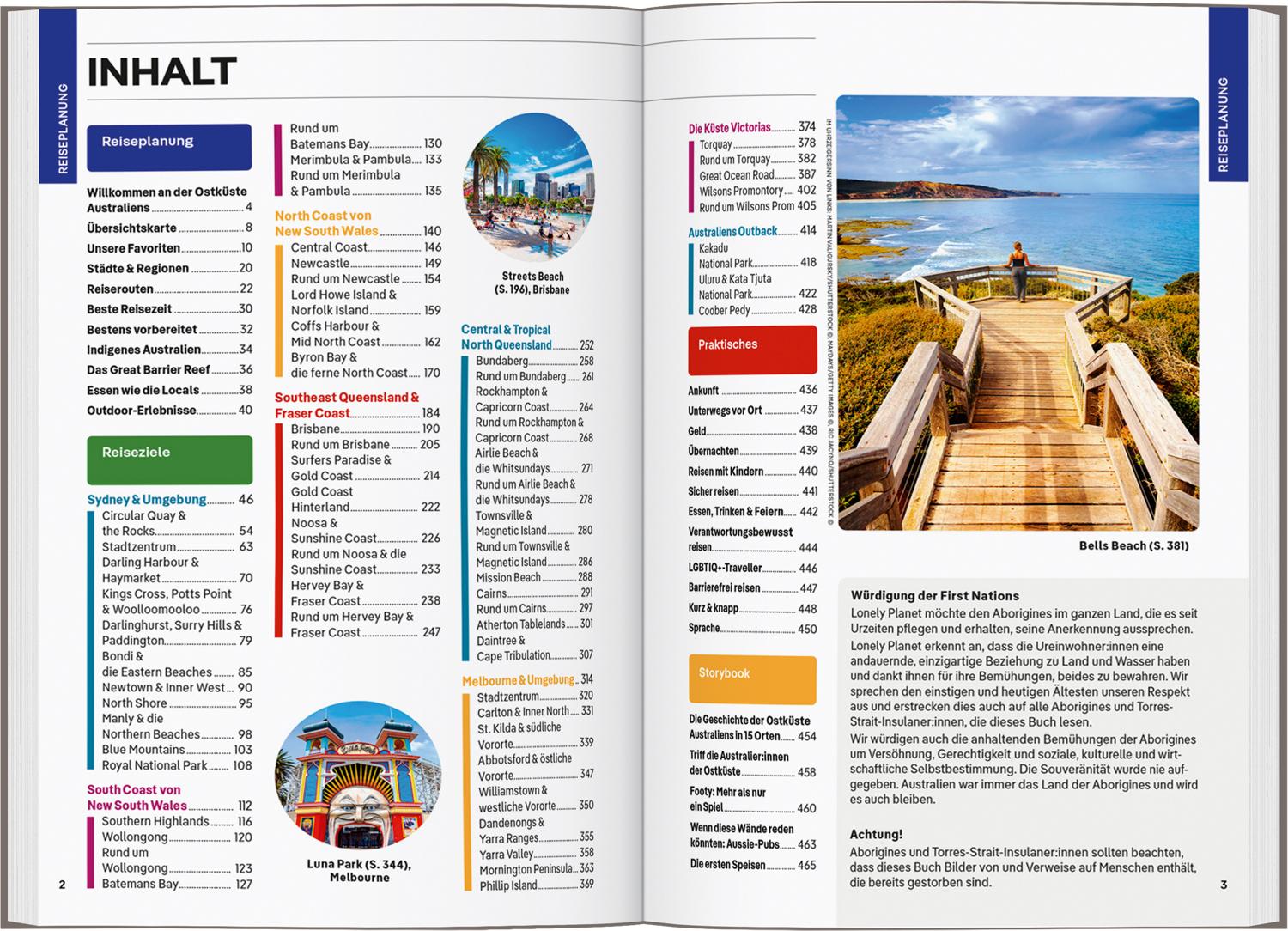 Beispielinhalt (Bild) LONELY PLANET Reiseführer Australien Ostküste