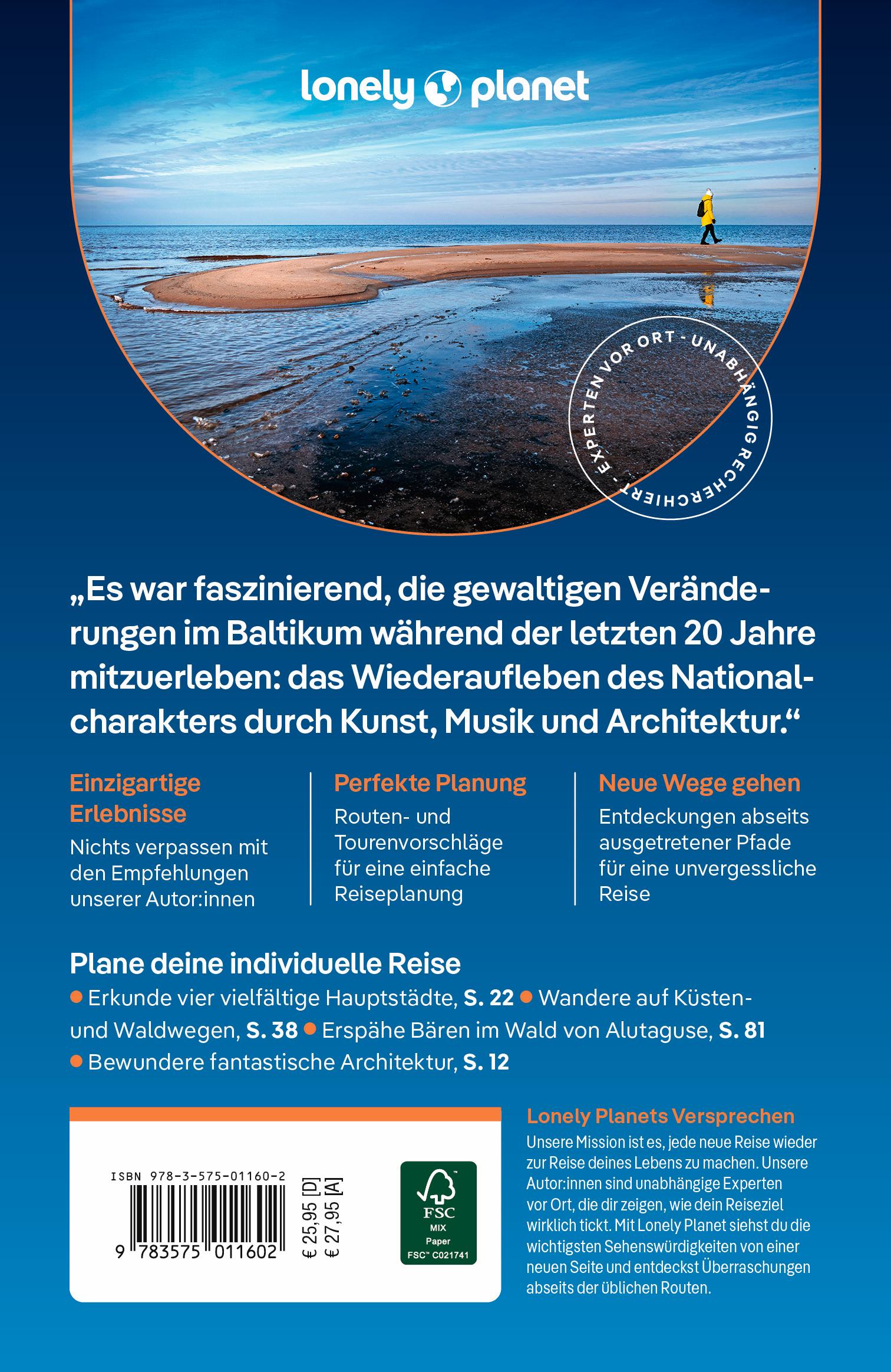 Rückseitencover LONELY PLANET Reiseführer Estland, Lettland & Litauen