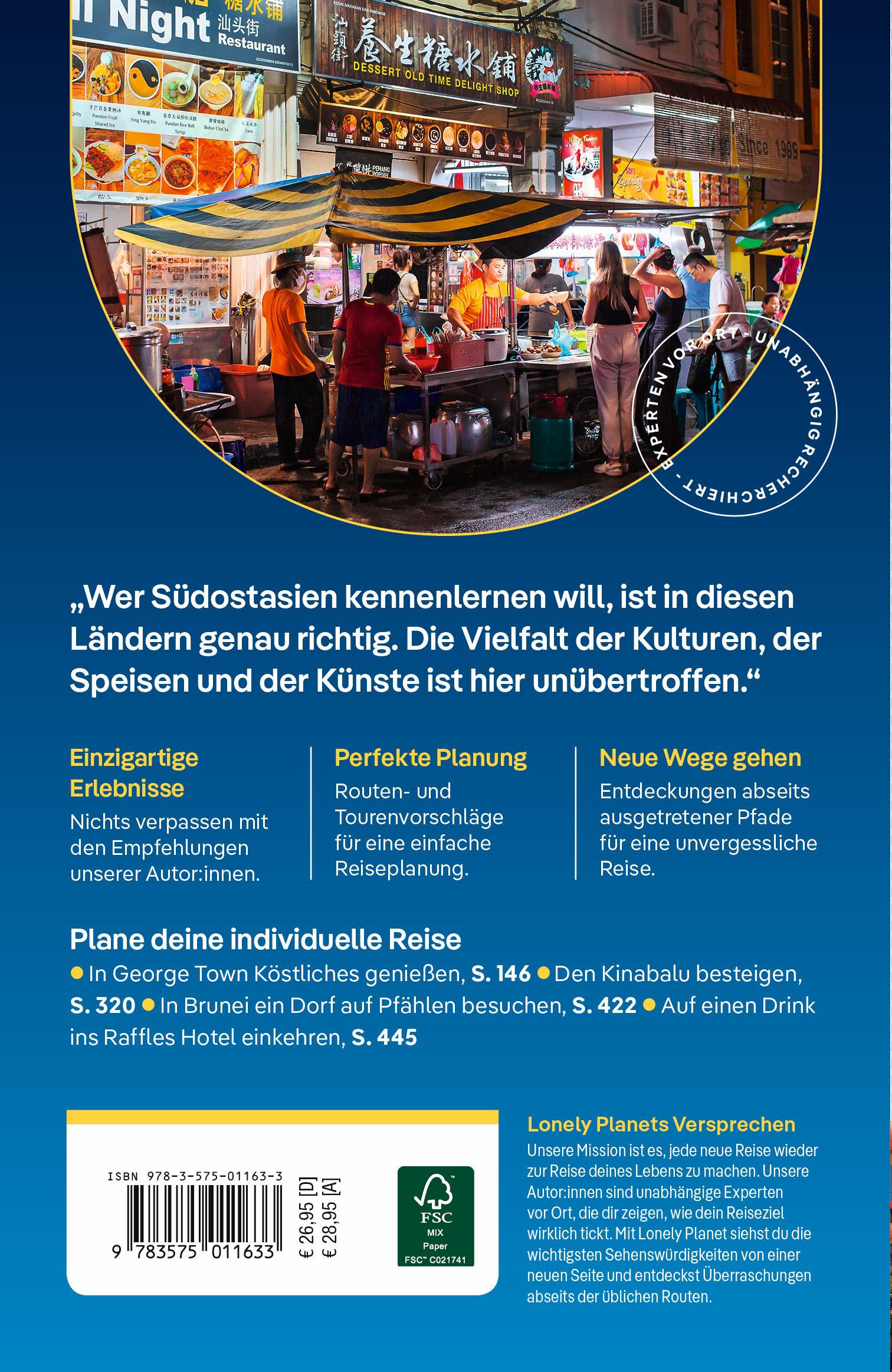 Rückseitencover LONELY PLANET Reiseführer Malaysia, Singapur & Brunei