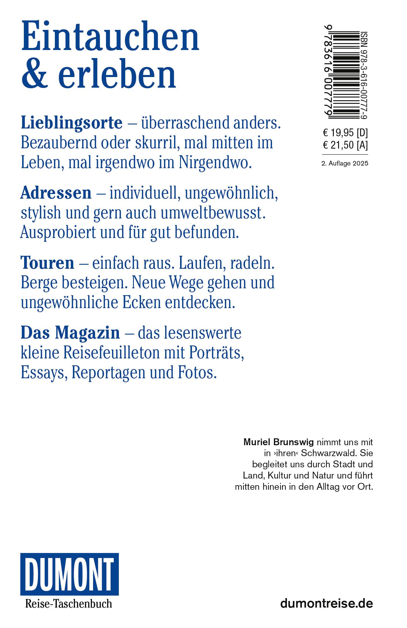 Rückseitencover DUMONT Reise-Taschenbuch Reiseführer Schwarzwald