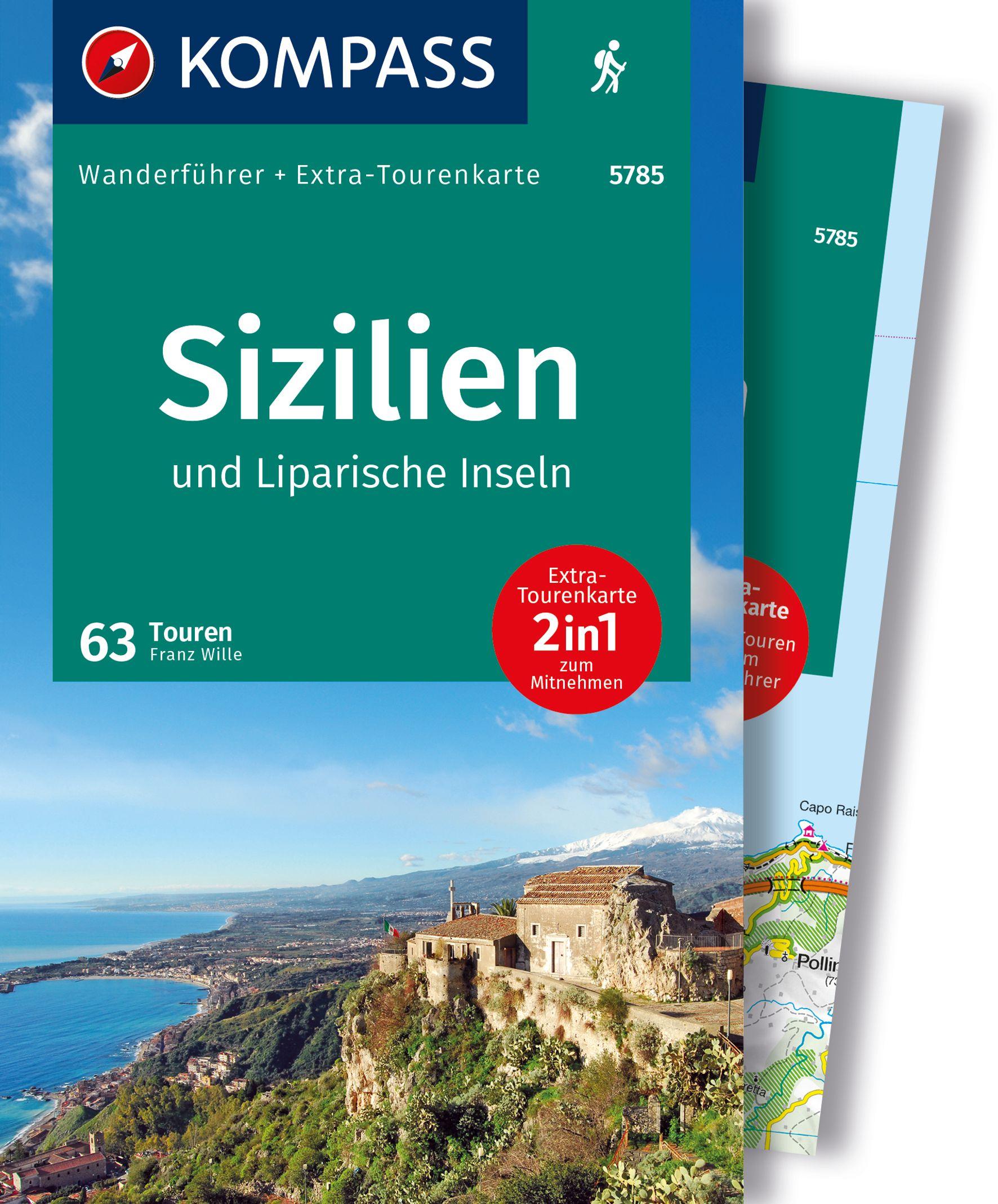 Vorderes Coverbild KOMPASS Wanderführer Sizilien und Liparische Inseln, 60 Touren mit Extra-Tourenkarte