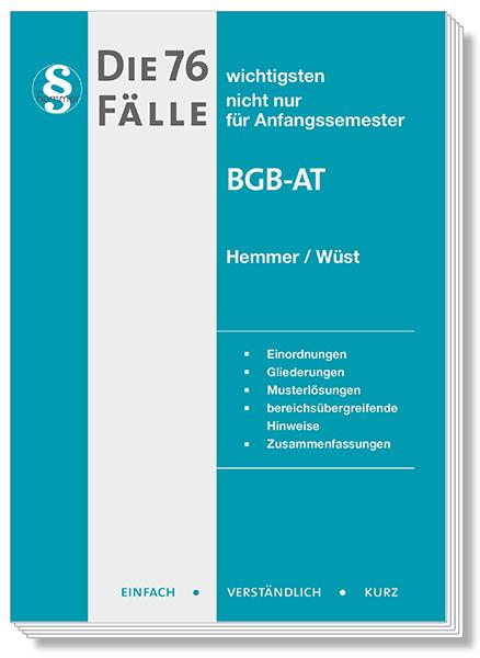 Vorderes Coverbild Die 76 wichtigsten Fälle BGB AT