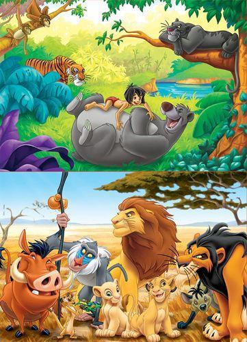 Beispielinhalt (Bild) Educa - Disney - Tierfreunde - Puzzle 2x50 Teile