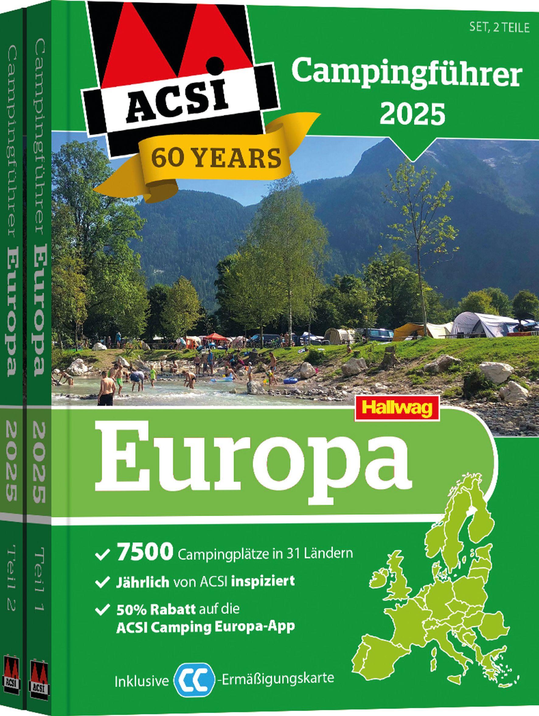 Vorderes Coverbild ACSI Campingführer Europa 2025