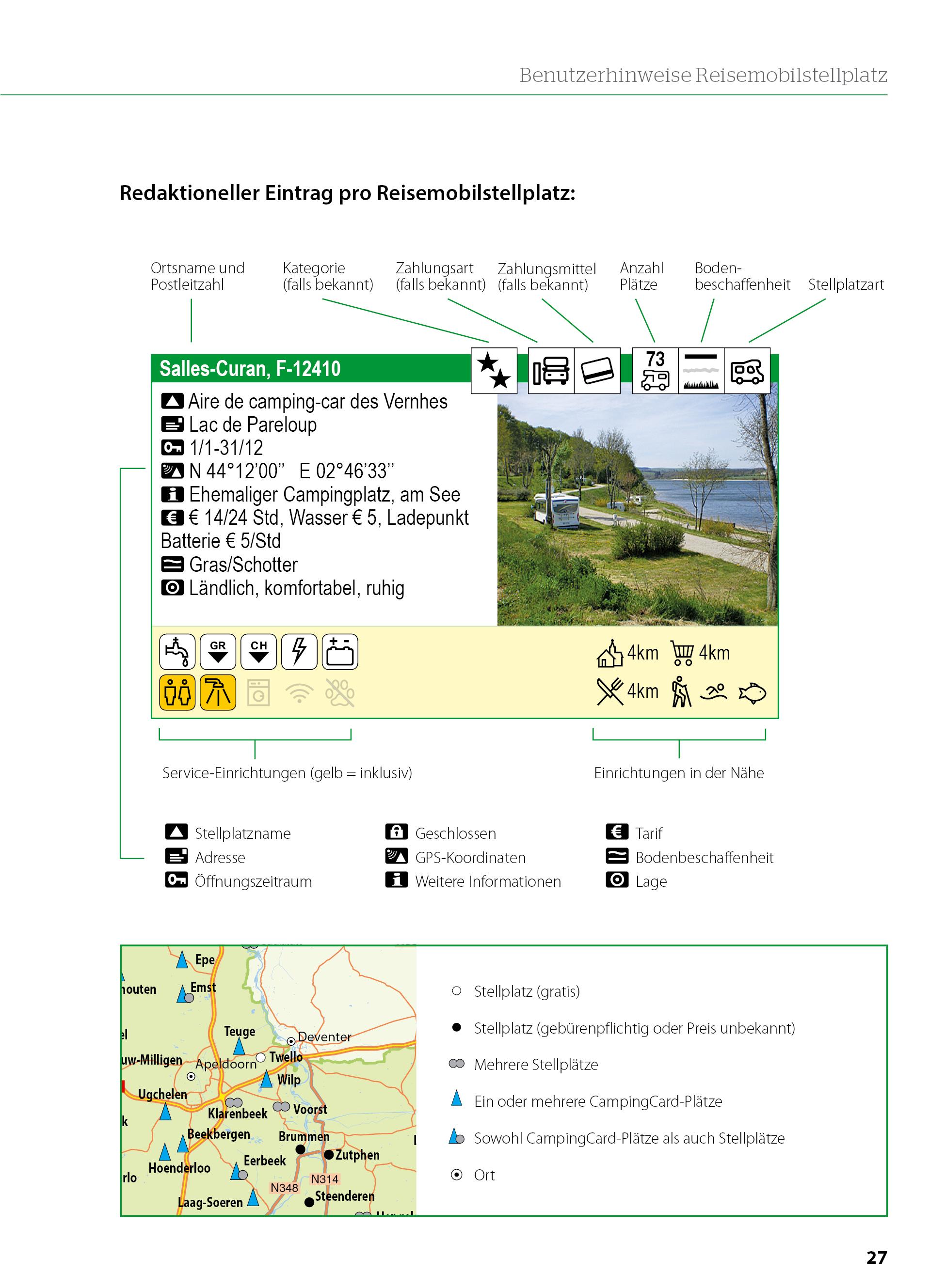 Beispielinhalt (Bild) ACSI CampingCard & Stellplatzführer 2025