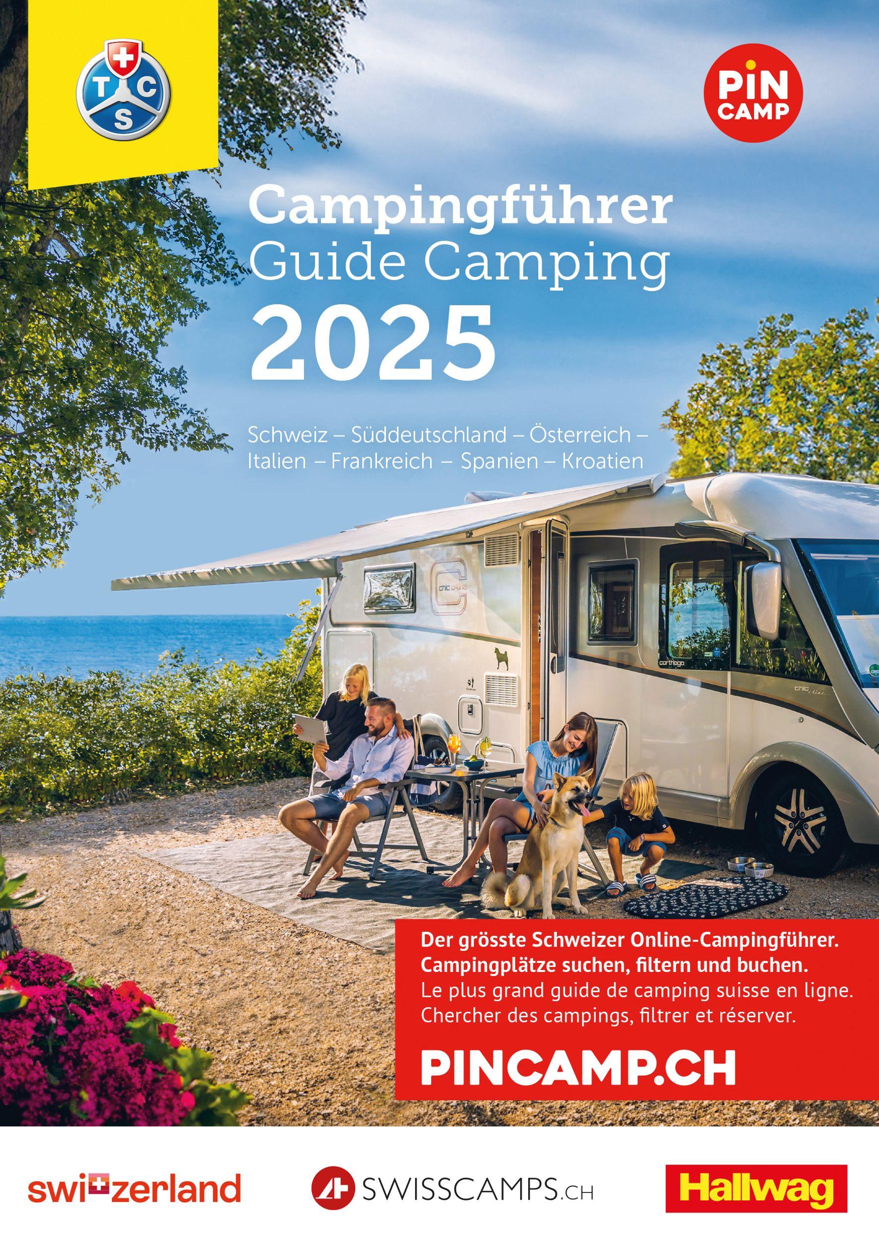Vorderes Coverbild Hallwag TCS Campingführer Schweiz - Europa 2025