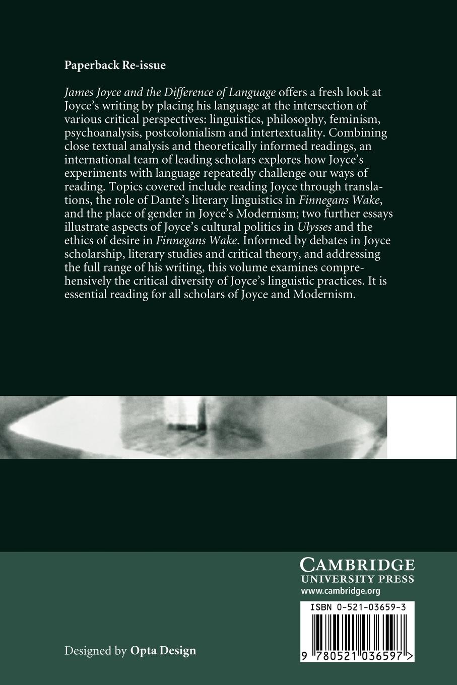 Rückseitencover James Joyce and the Difference of Language