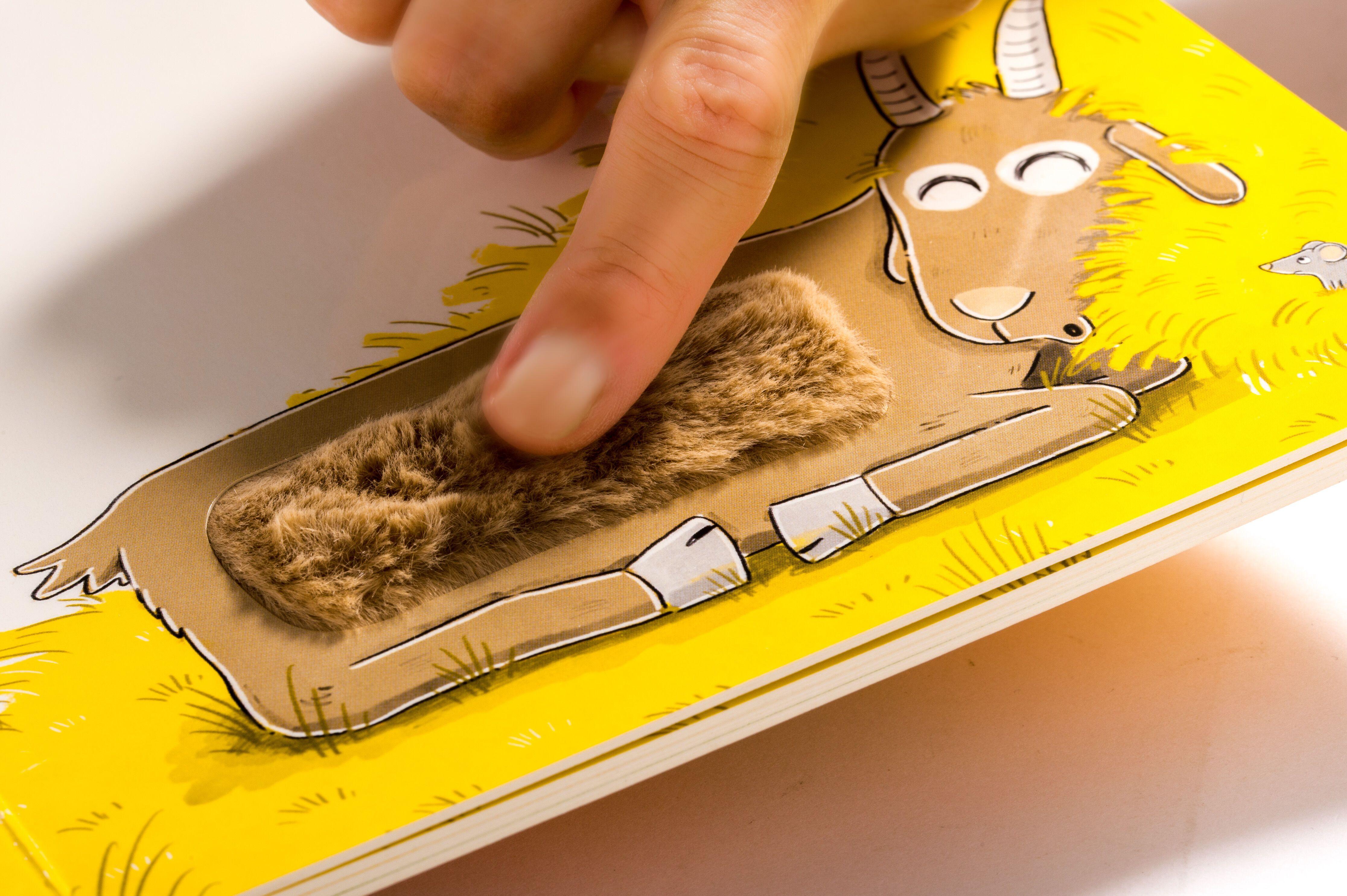 Beispielinhalt (Bild) Weck die Bauernhoftiere - Ein Fühl-Mitmachbuch