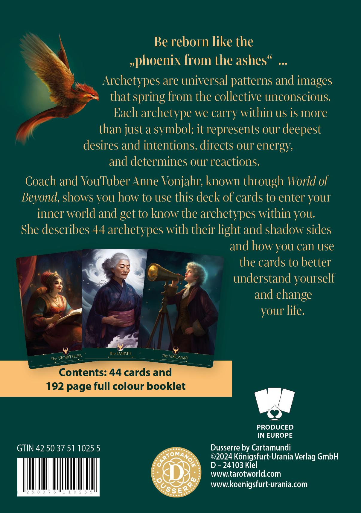 Rückseitencover The Phönix-Cards - 44 archetypes for your inner light