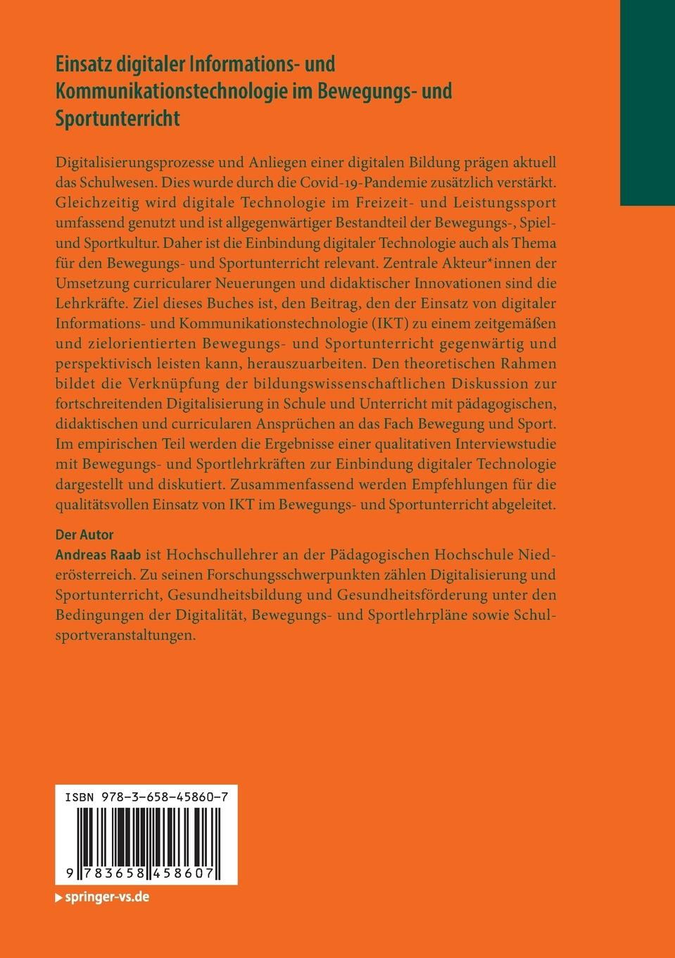 Rückseitencover Einsatz digitaler Informations- und Kommunikationstechnologie im Bewegungs- und Sportunterricht