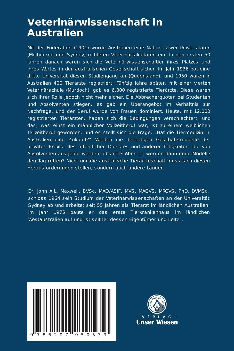 Rückseitencover Veterinärwissenschaft in Australien