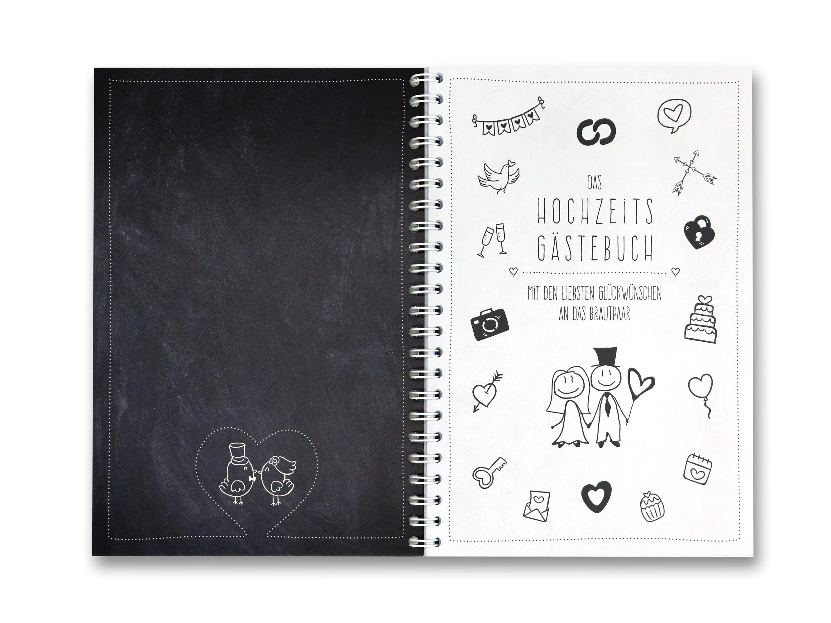 Beispielinhalt (Bild) familiawedding black-Doodle- Design XXL Gästebuch zur Hochzeit