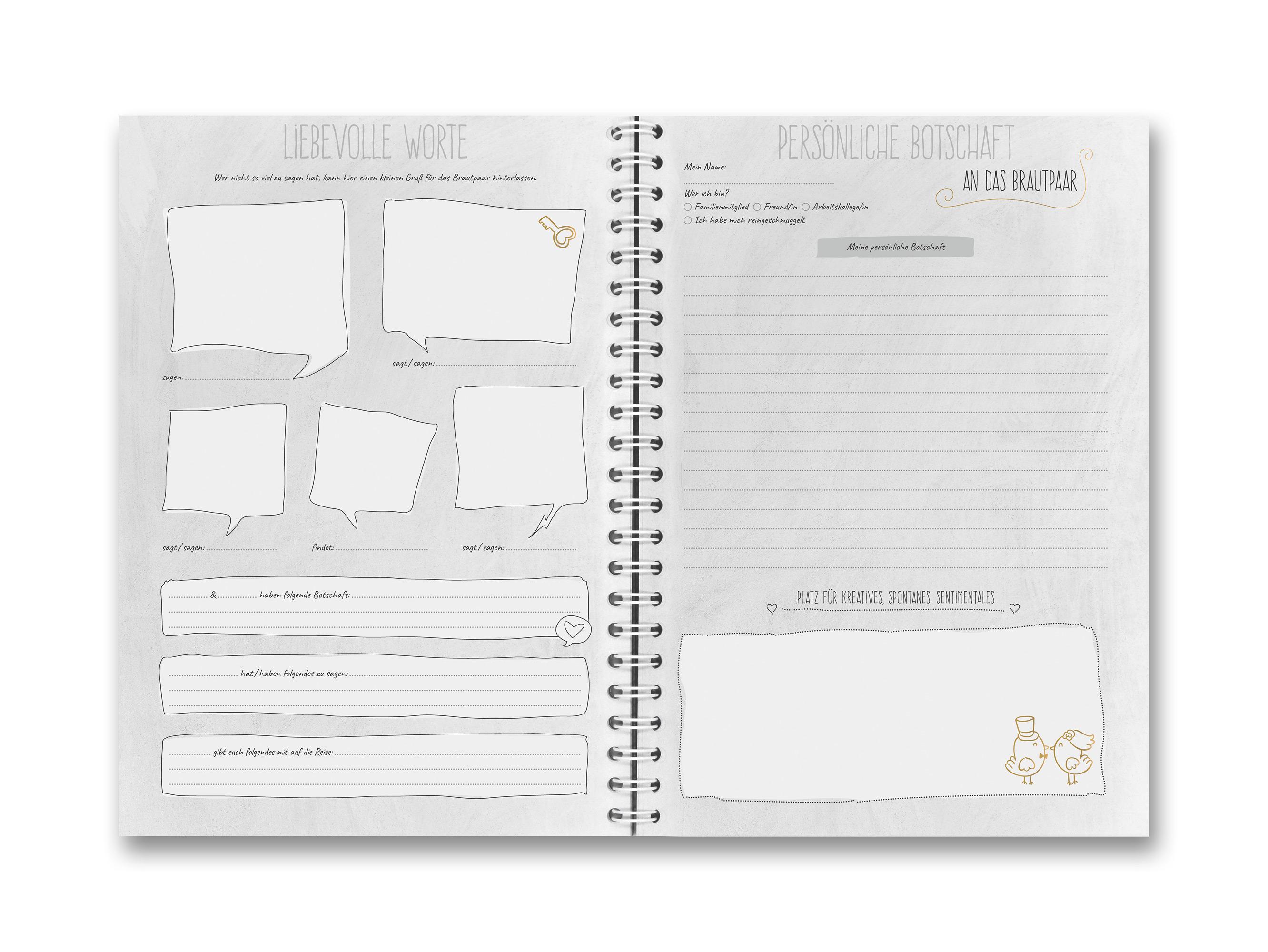 Beispielinhalt (Bild) familiawedding black-Doodle- Design XXL Gästebuch zur Hochzeit