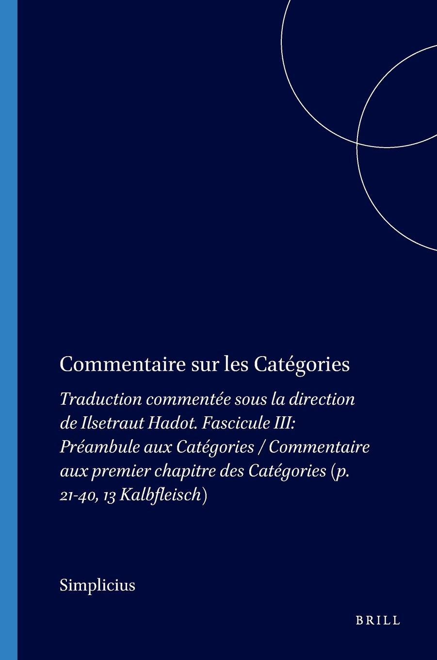 Vorderes Coverbild Commentaire sur les Catégories