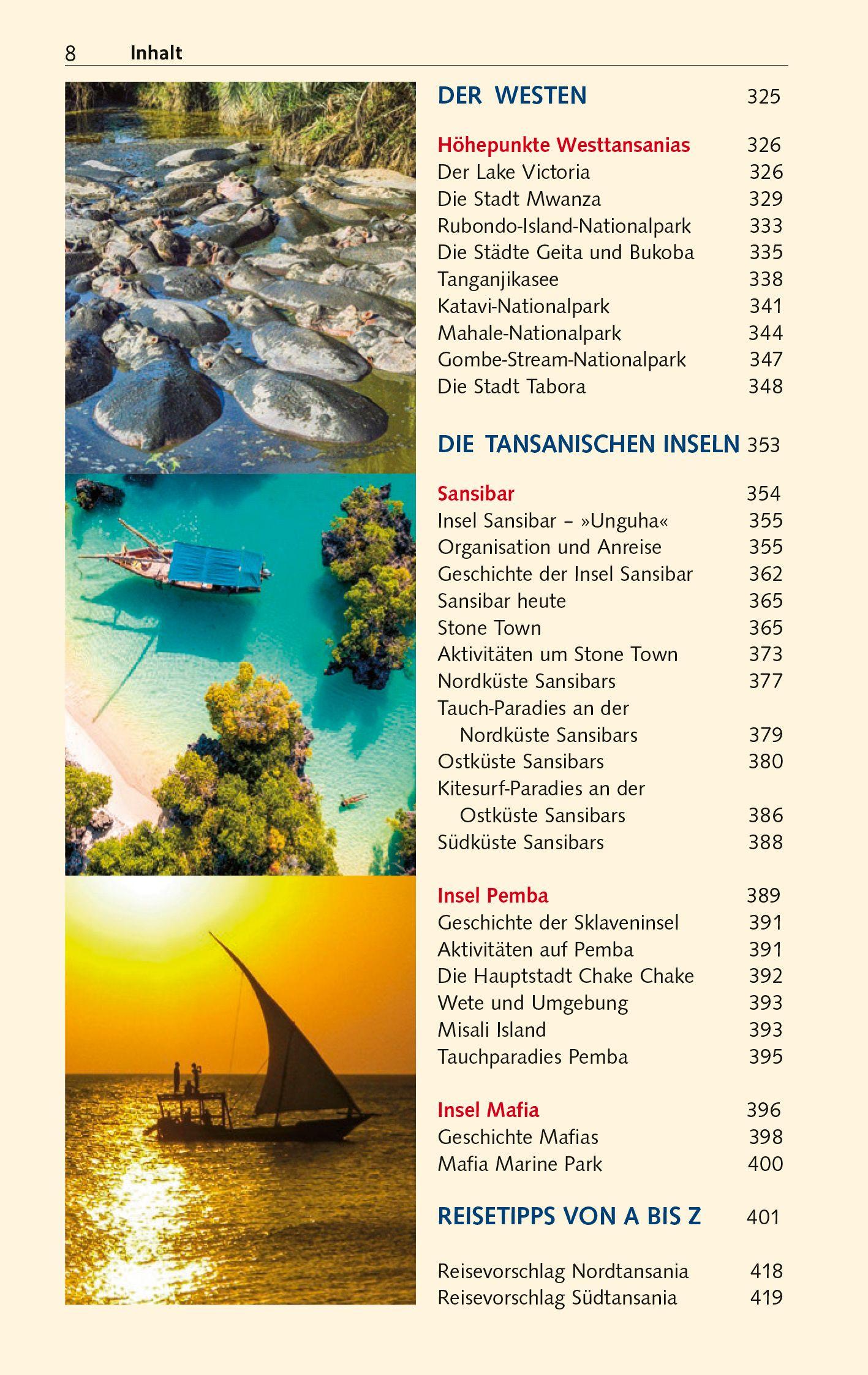Beispielinhalt (Bild) TRESCHER Reiseführer Tansania und Sansibar