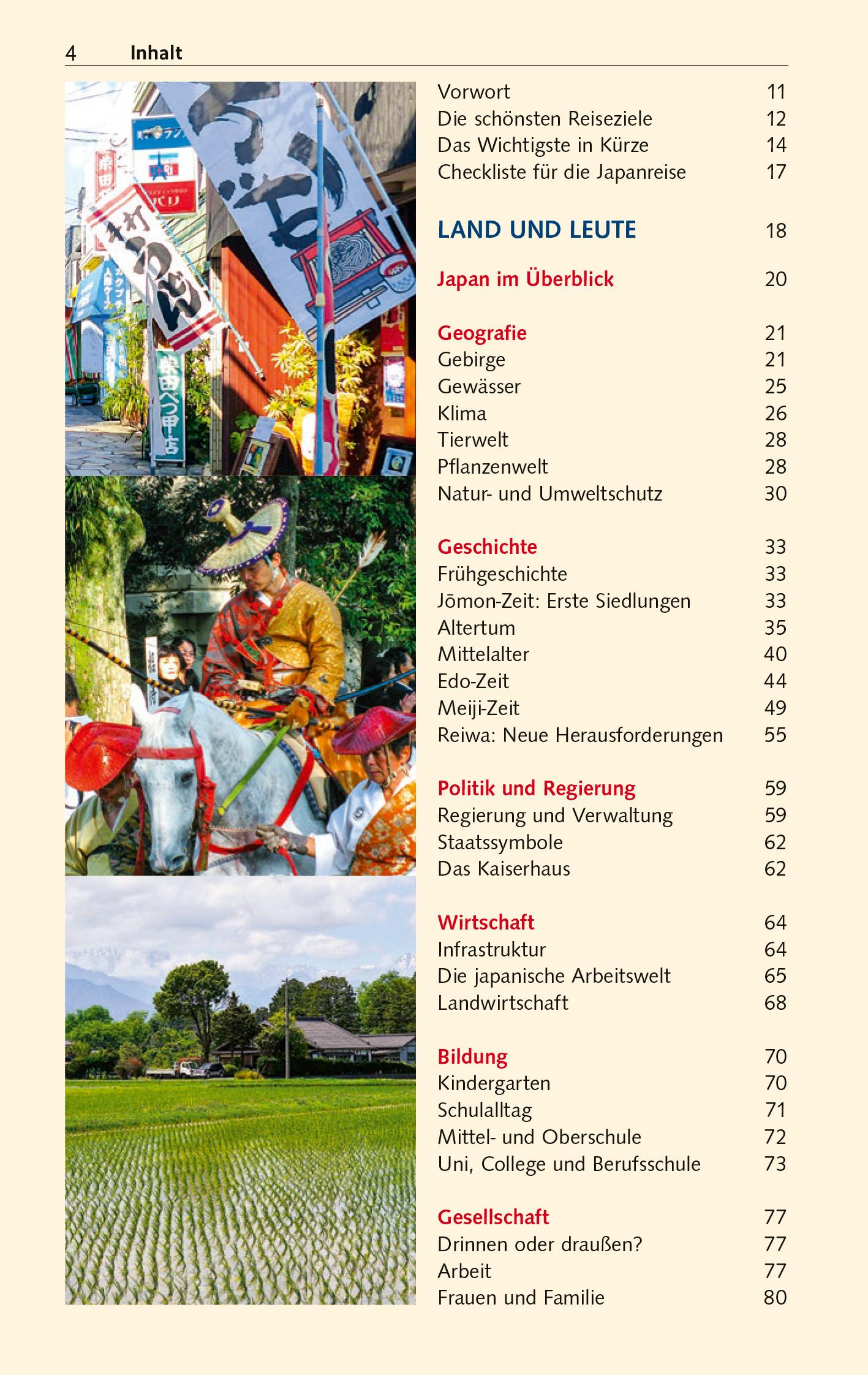 Beispielinhalt (Bild) TRESCHER Reiseführer Japan