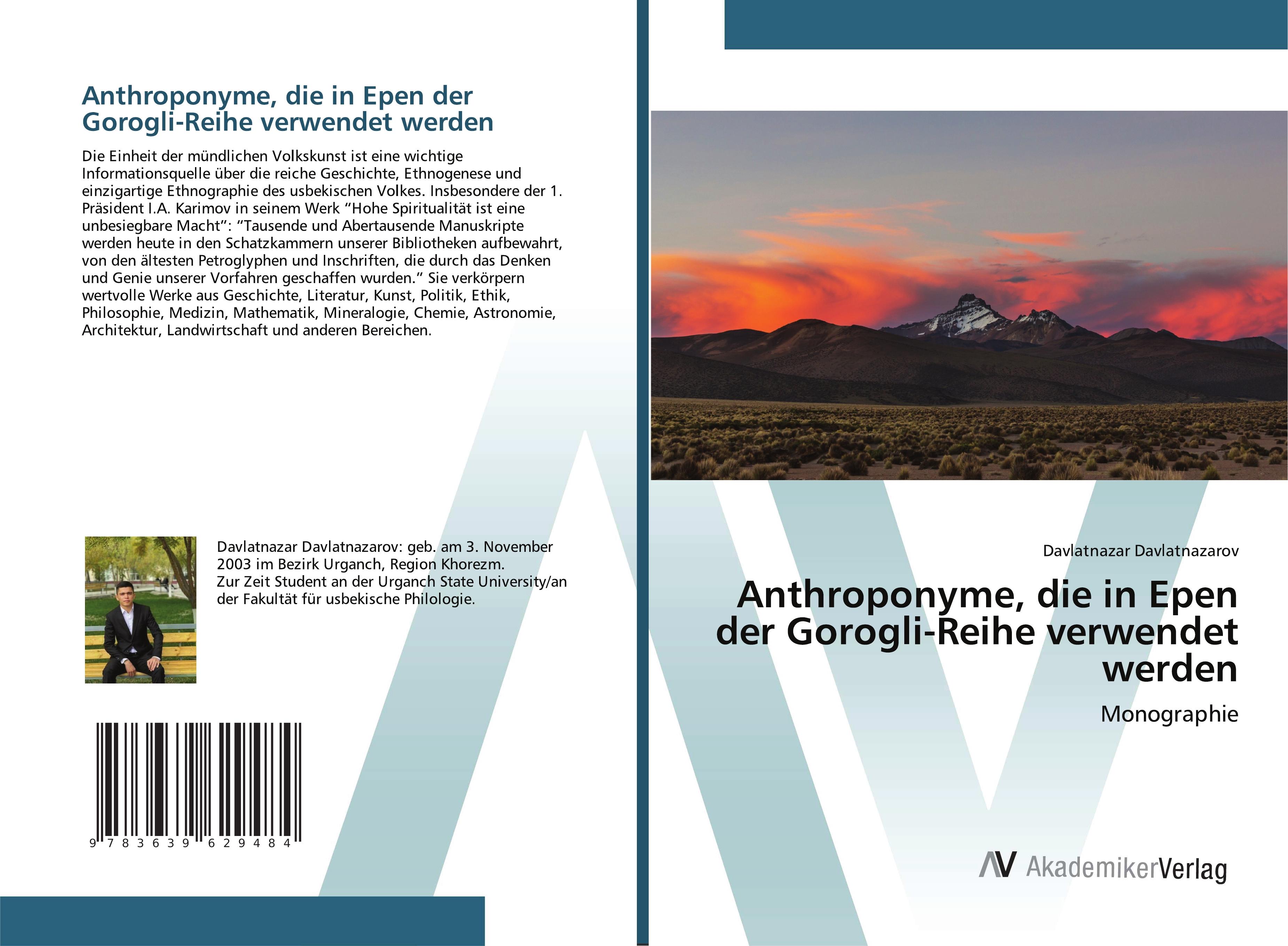 Vorderes Coverbild Anthroponyme, die in Epen der Gorogli-Reihe verwendet werden