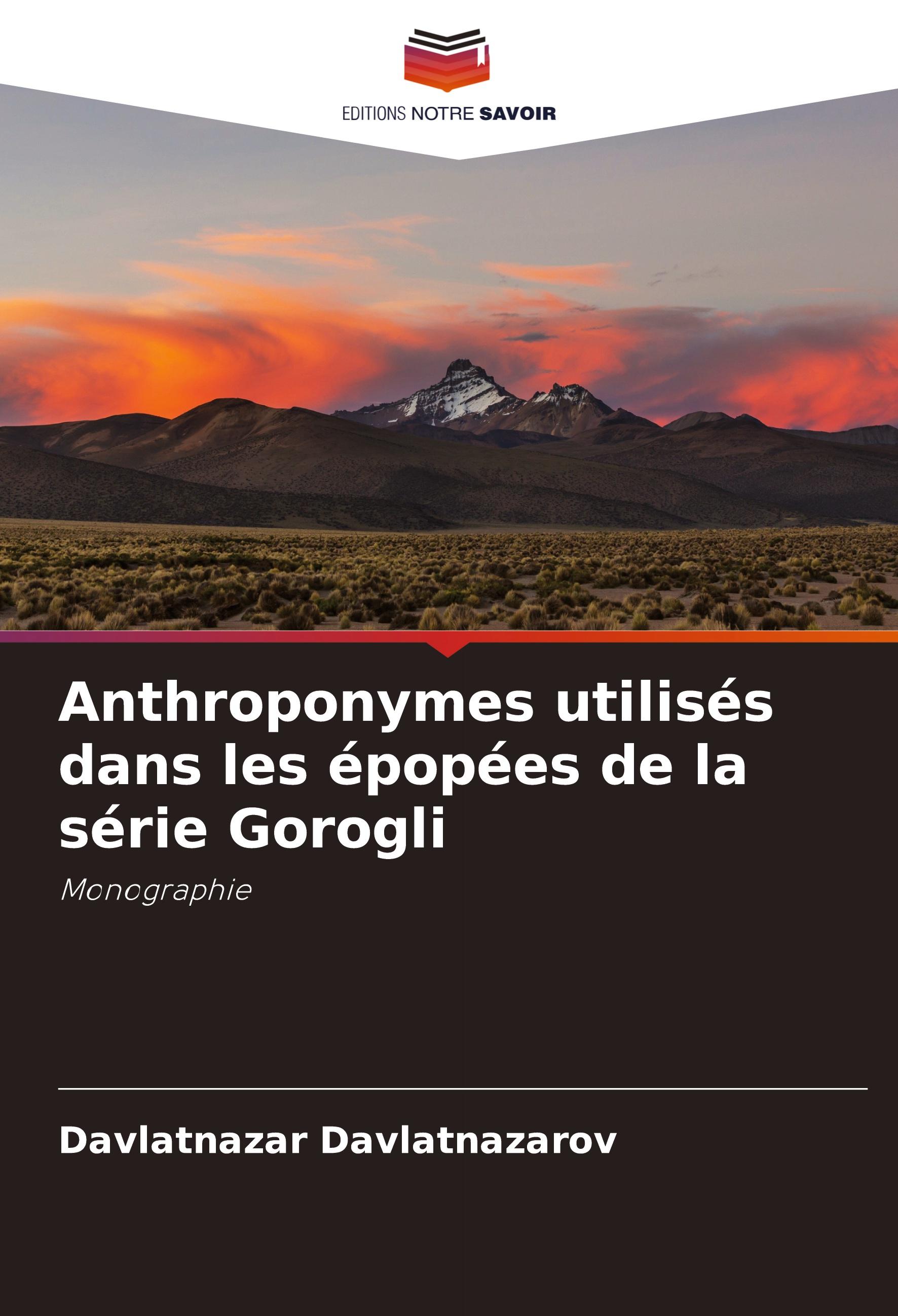 Vorderes Coverbild Anthroponymes utilisés dans les épopées de la série Gorogli