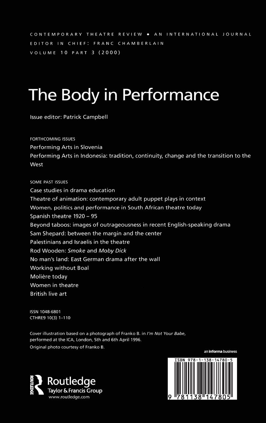 Rückseitencover The Body in Performance