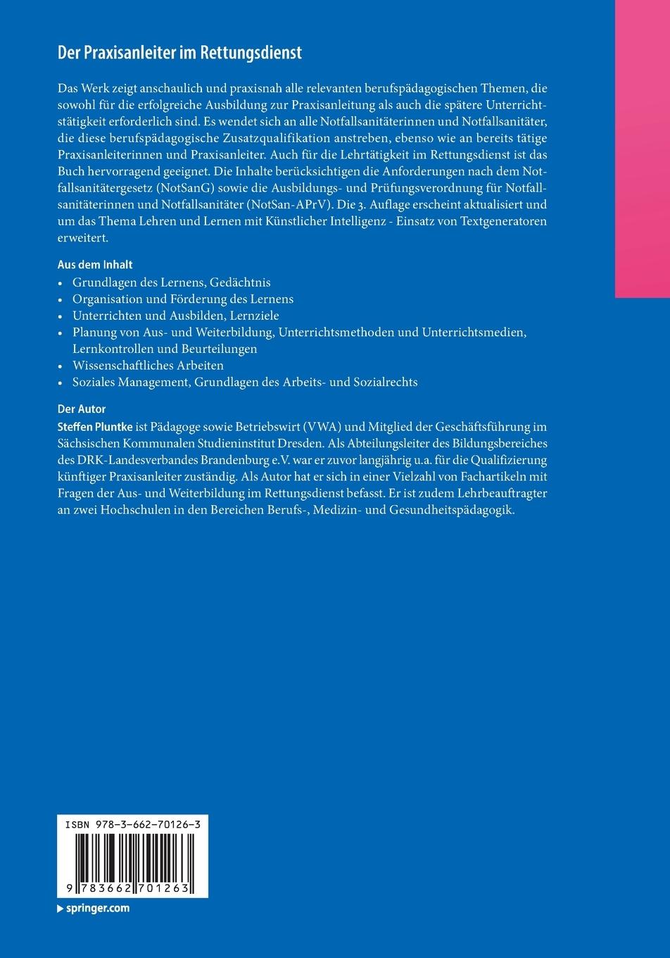 Rückseitencover Der Praxisanleiter im Rettungsdienst