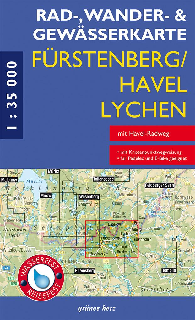 Vorderes Coverbild Rad-, Wander- und Gewässerkarte Fürstenberg/Havel, Lychen
