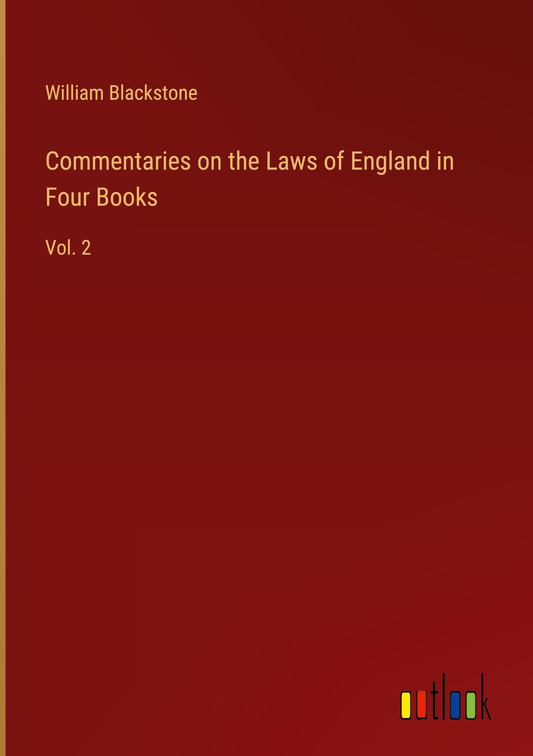 Vorderes Coverbild Commentaries on the Laws of England in Four Books