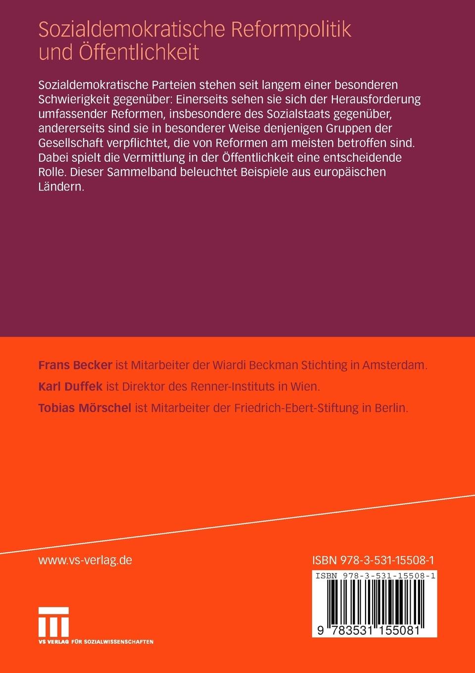 Rückseitencover Sozialdemokratische Reformpolitik und Öffentlichkeit