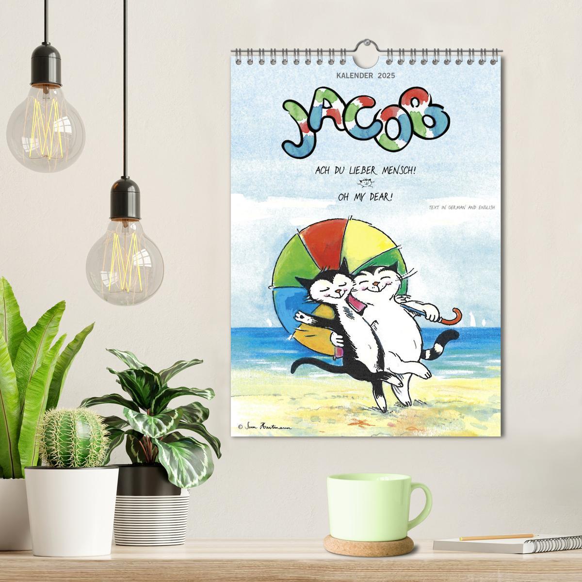 Beispielinhalt (Bild) Kater Jacob: Ach Du lieber Mensch (Wandkalender 2025 DIN A4 hoch), CALVENDO Monatskalender