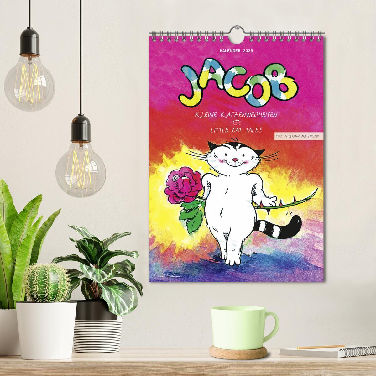 Beispielinhalt (Bild) Kater Jacob: kleine Katzenweisheiten (Wandkalender 2025 DIN A4 hoch), CALVENDO Monatskalender