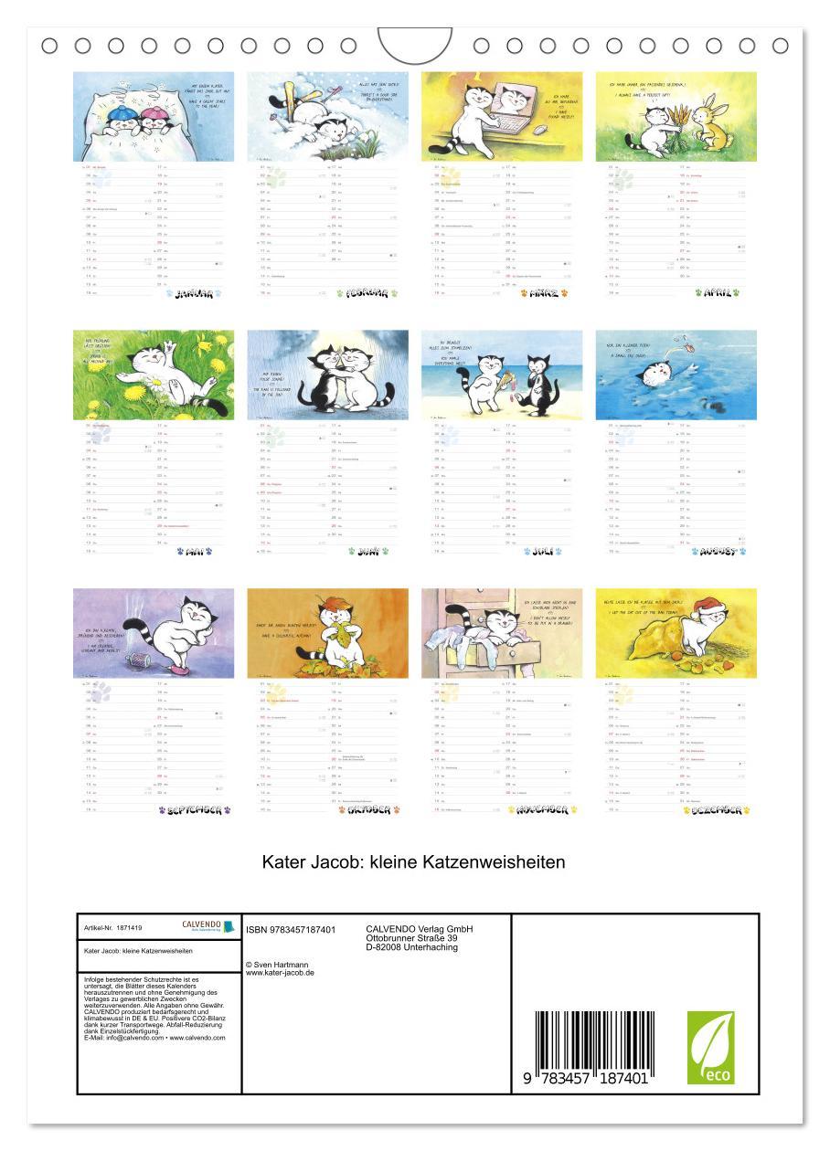 Beispielinhalt (Bild) Kater Jacob: kleine Katzenweisheiten (Wandkalender 2025 DIN A4 hoch), CALVENDO Monatskalender
