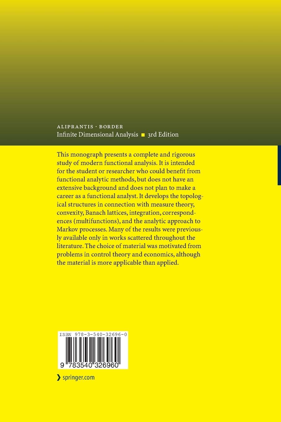 Rückseitencover Infinite Dimensional Analysis