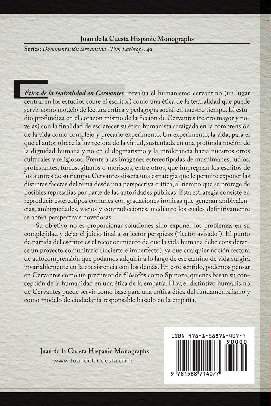 Rückseitencover Ética de la teatralidad en Cervantes