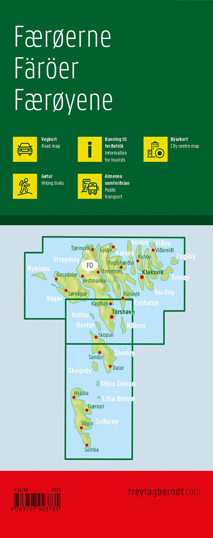 Rückseitencover Färöer / Føroyar, Straßen- und Freizeitkarte 1:90.000, freytag & berndt
