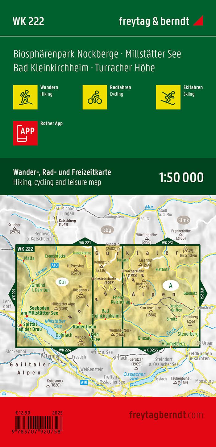 Rückseitencover Biosphärenpark Nockberge, Wander-, Rad- und Freizeitkarte 1:50.000, freytag & berndt, WK 222