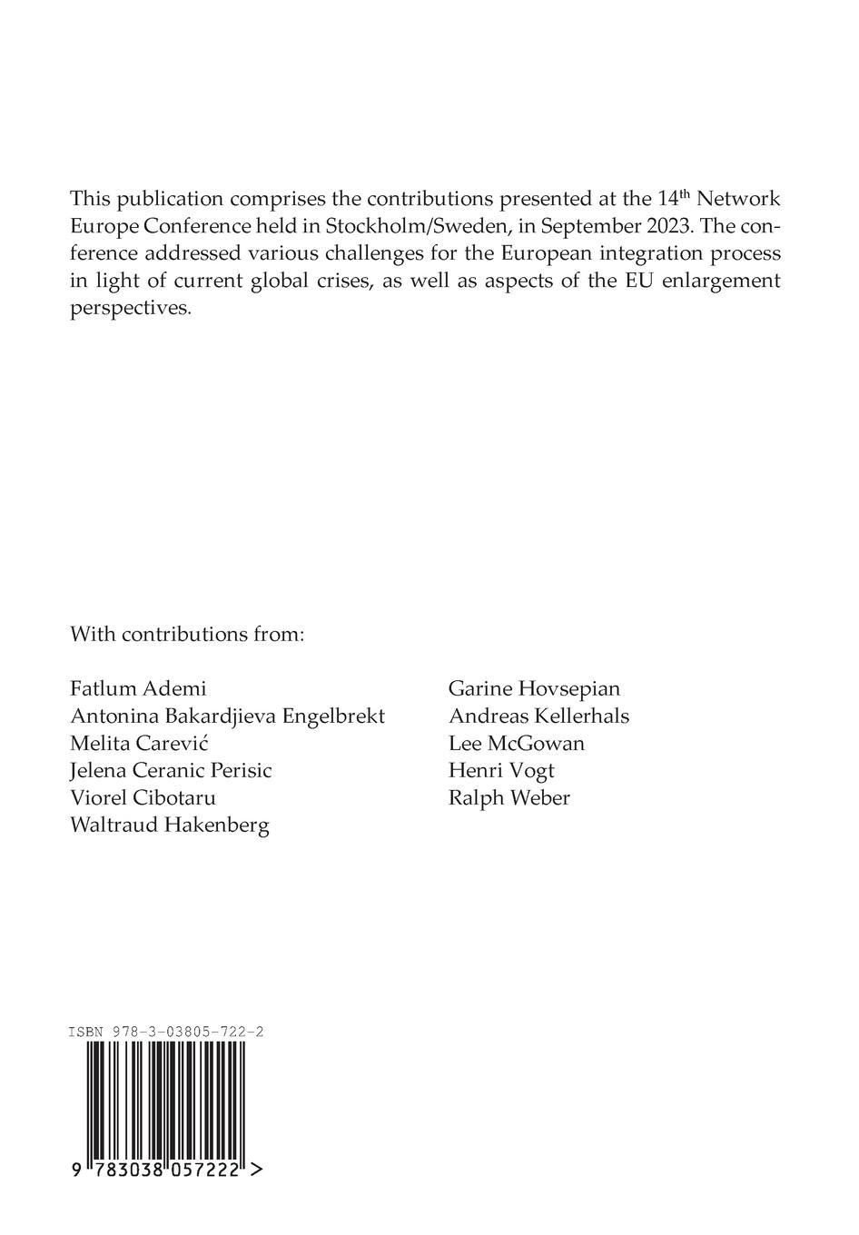 Rückseitencover EU Enlargement and European Integration: Challenges and Perspectives