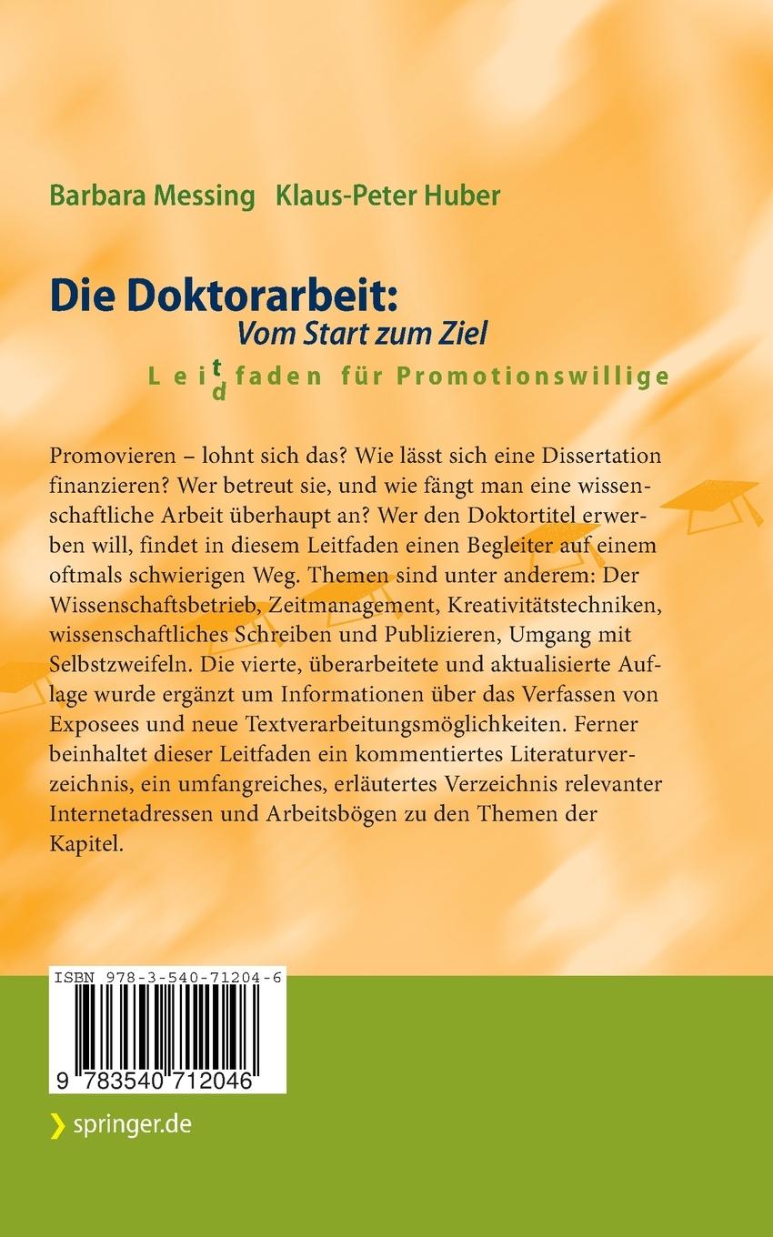 Rückseitencover Die Doktorarbeit: Vom Start zum Ziel