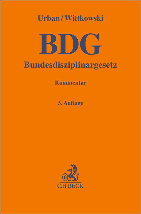 Vorderes Coverbild Bundesdisziplinargesetz. BDG