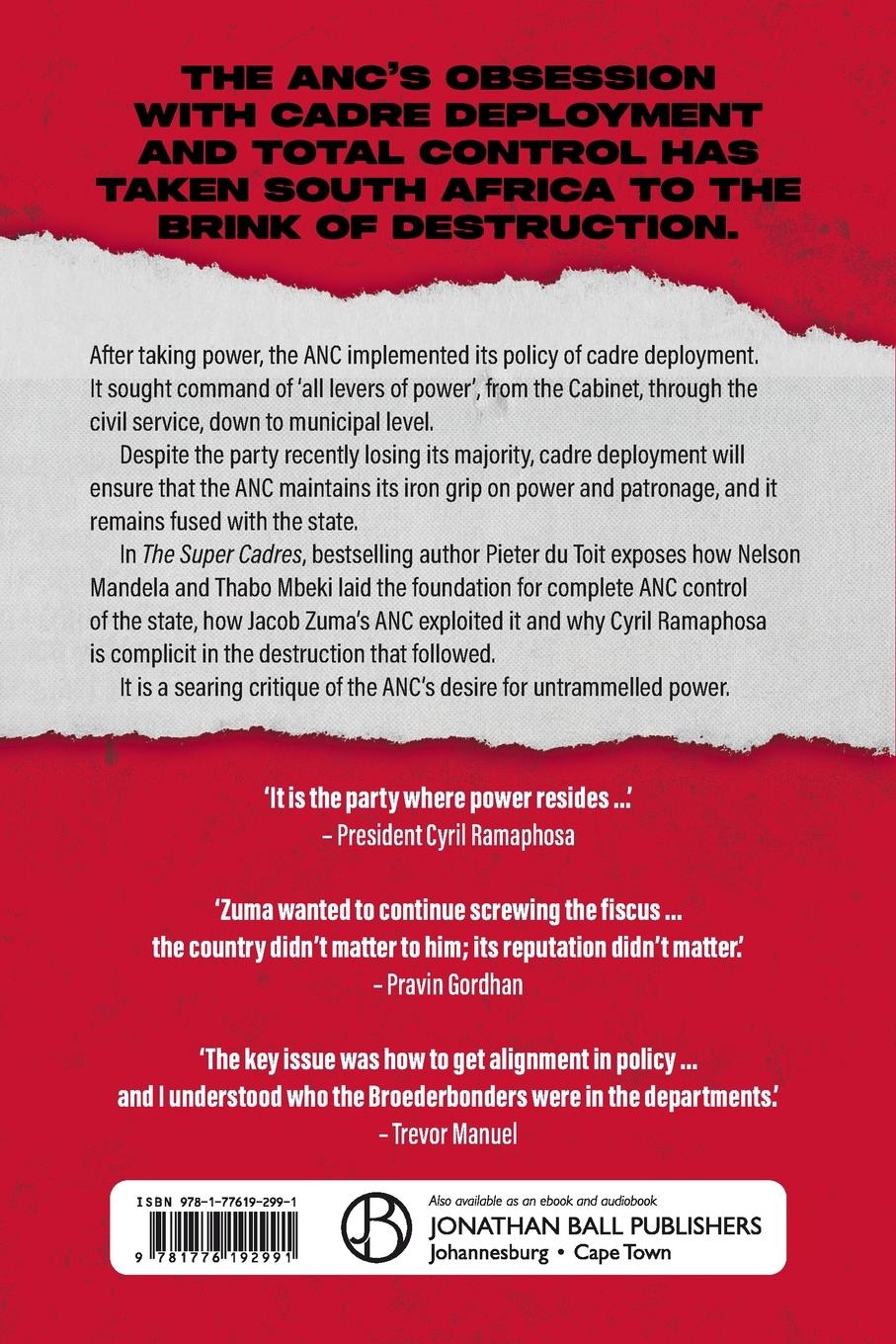 Rückseitencover THE SUPER CADRES - ANC Misrule in the Age of Deployment