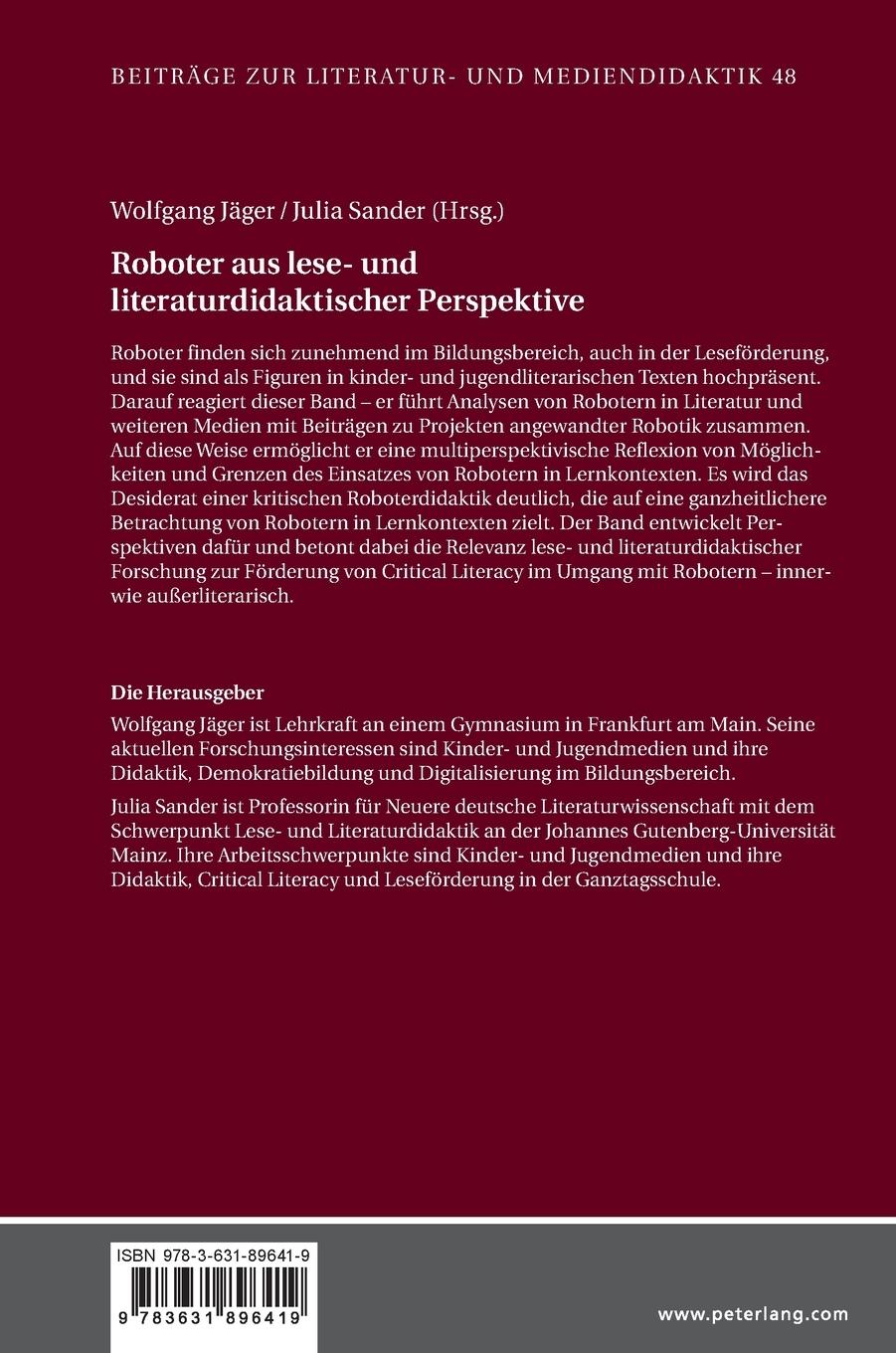 Rückseitencover Roboter aus lese- und literaturdidaktischer Perspektive