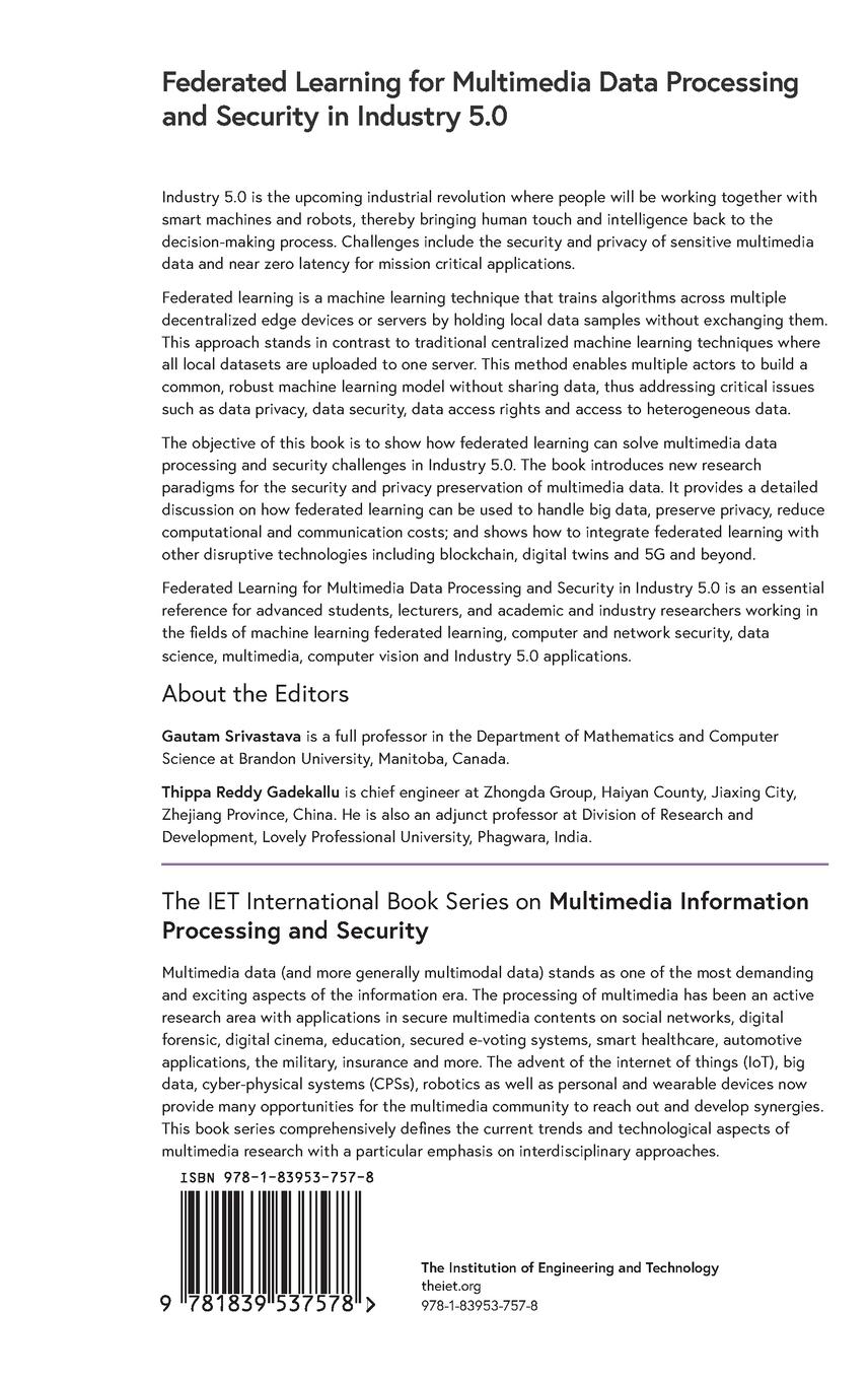 Rückseitencover Federated Learning for Multimedia Data Processing and Security in Industry 5.0