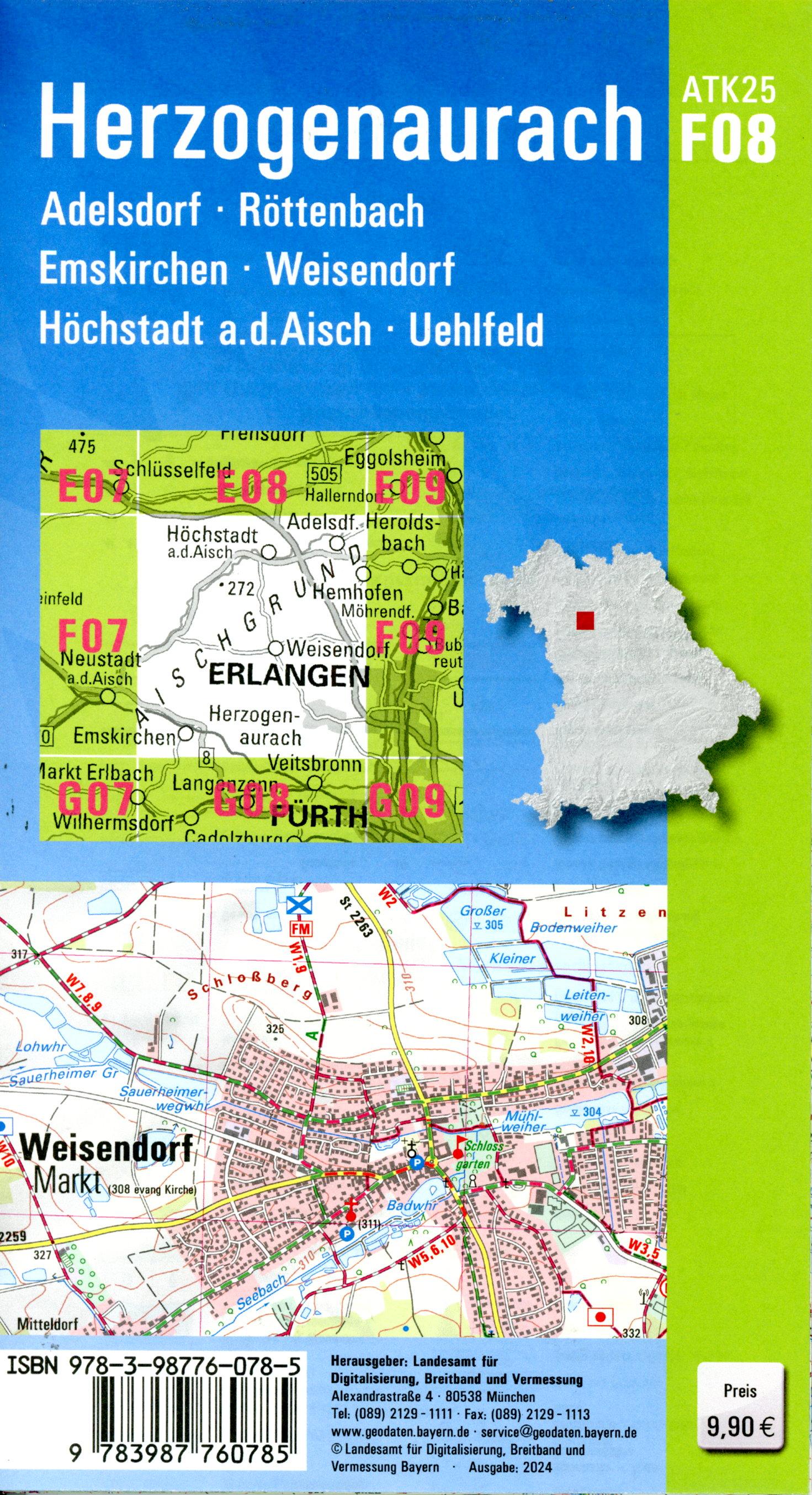 Beispielinhalt (Bild) ATK25-F08 Herzogenaurach (Amtliche Topographische Karte 1:25000)