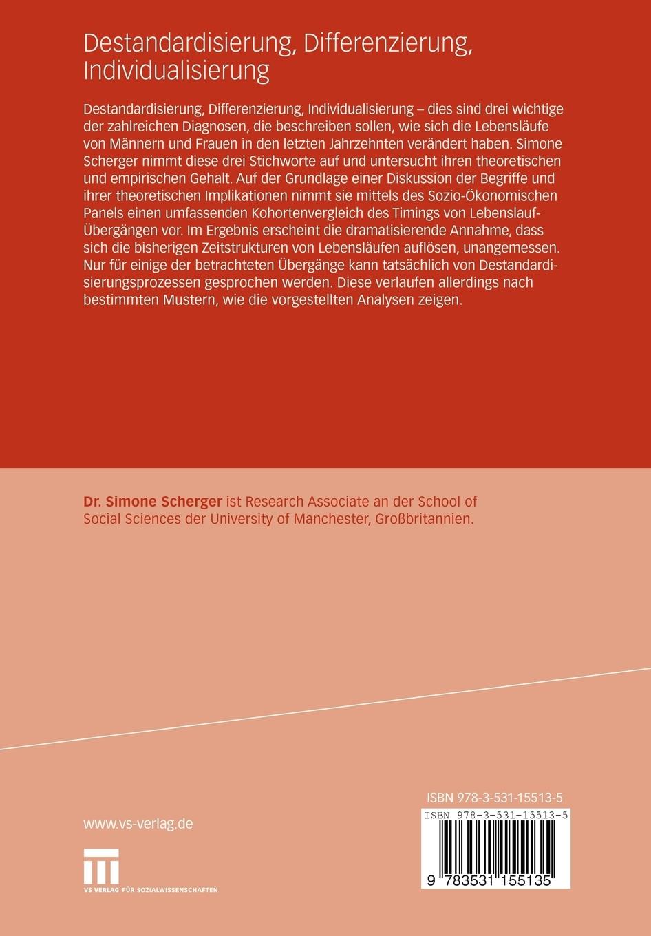 Rückseitencover Destandardisierung, Differenzierung, Individualisierung