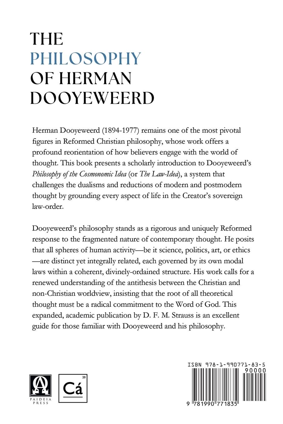 Rückseitencover The Philosophy of Herman Dooyeweerd